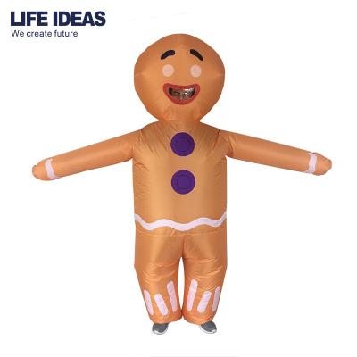 China Festival Decoration Customized Christmas Gingerbread Man Inflatable Mascot Costume For Adult for sale