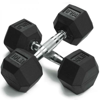 China Durable Professional Black Free Weight Gym Fitness Gym Dumbbell Rubber Fixed Set for sale