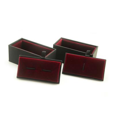 China White paper flat surface fashion black and red insert cufflink box clip box black paper tie set box stock wholesale for sale