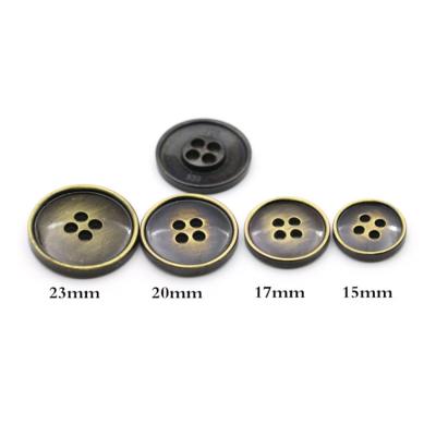 China Hot Sale Manufacturer Custom Antique Silver Brass Metal 4 Color Military Uniform Nickel Free Holes Sewing Buttons For Clothing for sale