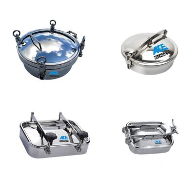 China Elliptical Type 304 Stainless Steel Cheap Pressure Wheel Food Handles Sight Glass Manhole Cover for sale