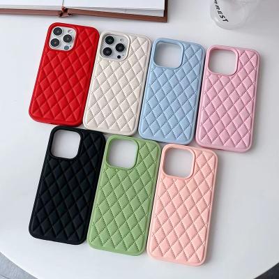 China Full Cover TPU Rhombus Solid Color Silicone Shockproof Phone Cases Phone Bags For Iphone12/13ProMax for sale