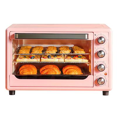 China Small Electric Household Kitchen Appliances 30L Pink Color Stainless Steel Mini Oven For Baking for sale