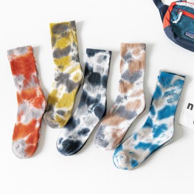 China Antibacterial In Stock Wholesale Women's OEM Cotton Hosiery Terry Novelty Tie Dye Socks for sale