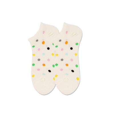 China Colorful Korean Cute Polka Dots Cotton Dress Sock AIDU Anti Bacterial Slip Anti Stretching Women Socks Flat Ankle for sale