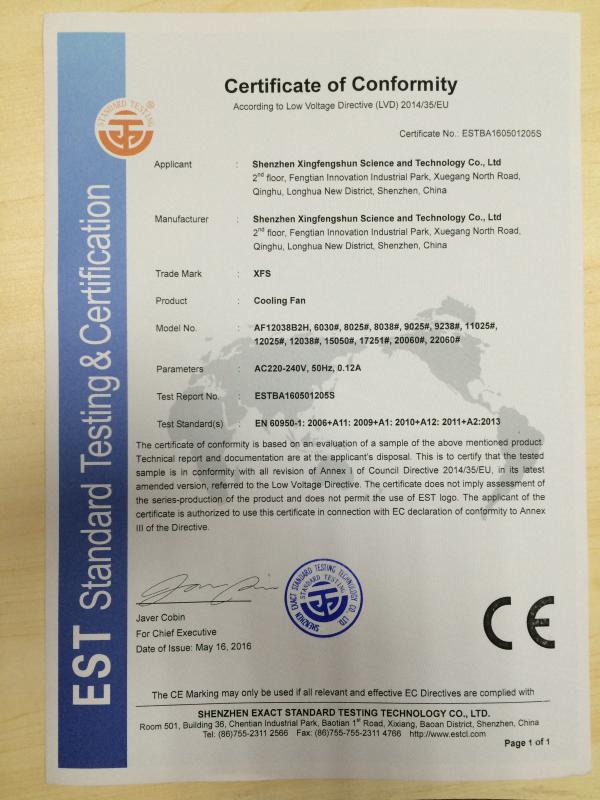 CE Certificate of LVD compliance - Shenzhen Xingfengshun Science and Technology Co., Ltd