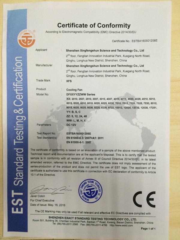 CE Certificate of EMC compliance - Shenzhen Xingfengshun Science and Technology Co., Ltd