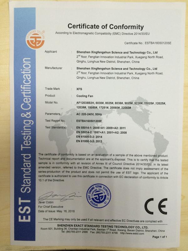 CE Certificate of EMC compliance - Shenzhen Xingfengshun Science and Technology Co., Ltd