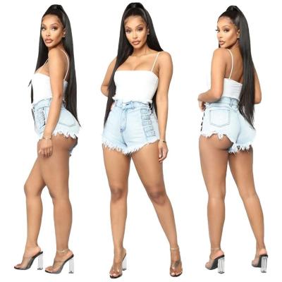 China 2020 hot sale sexy waist QUICK DRY sexy denim distressed fringed women shorts jeans for sale