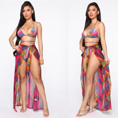 China 2021 Breathable New Design 3 Piece Swimsuit Female Sexy Waist Bikinis Tops Set Swimwear Bathing Suit For Women for sale