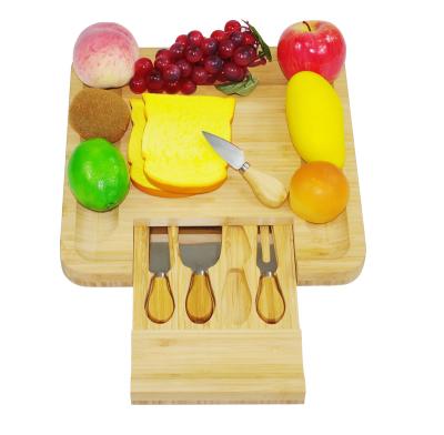 China Sustainable Bamboo Cheese Board and Knife Set with Slide A Wooden Drawer Cheese Board for Charcuterie Meat Platter, Fruit for sale