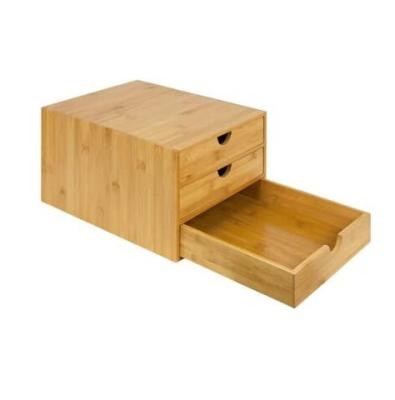 China Home Office Expandable Bamboo Tidy Desk Tidy Desk A4 Stationary Organizer Holder 3 Drawer File Storage Box With 2 Pull Out Drawers for sale