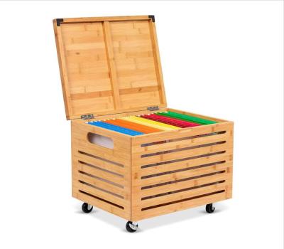 China Modern Bamboo Folder Organizer Box With Lid Rolling Folder Box Bamboo Laundry Box for sale