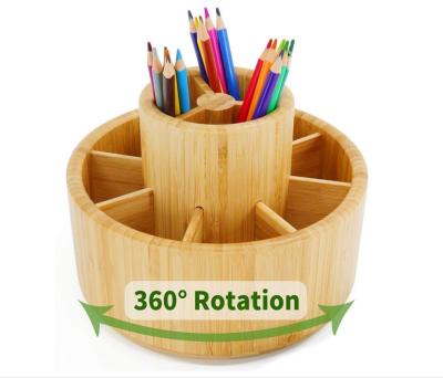 China Art Supply Desk Organizer Rotating Bamboo Bamboo, Pencil Holder Organizer, Pen Storage Desk Cart, 360 Degree Rotation for sale