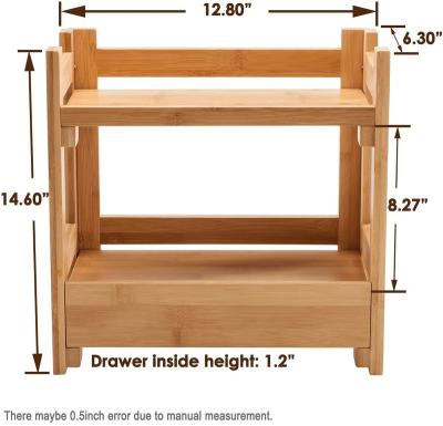 China Sustainable Bamboo Makeup Rack , Bathroom Cosmetic Organizer Display Stand With Large Capacity Drawer For Woman Or Wife for sale