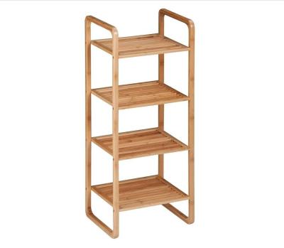 China Sustainable bamboo shelves show 4 layers, display stand for kitchen living room, shoe rack display for sale