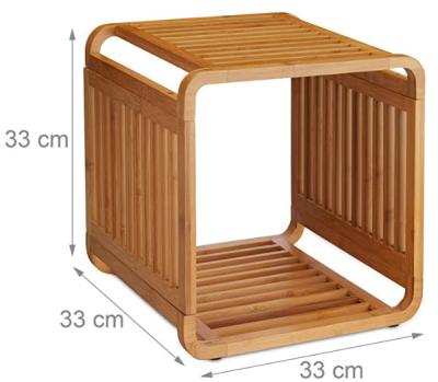 China Sustainable Bamboo Shelves Rounded Slim Rack 2 Tiers Square Bathroom Plant Racks 33x33x33 cm for sale