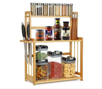 China Viable Bamboo Spice Rack Book Organizer Plant Stand Flower Desk Rack, Kitchen Spice Storage Rack with Knife Rack for sale