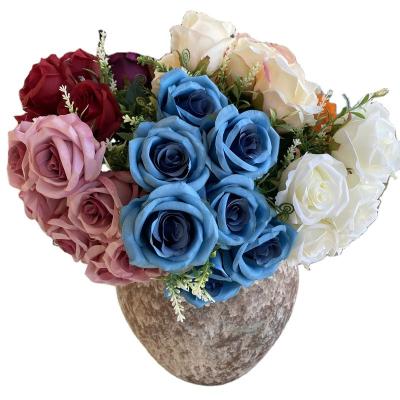 China Artificial flower for dec bridal bouquet wedding flower artificial red white artificial roses flower flowers artificial centro de mesa bouquet for sale