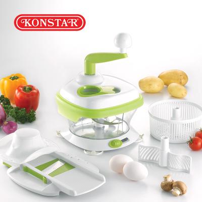 China Sustainable Single Blade Green Pull Veggie Kitchen Free Spin Vegetable Blender Bpa Amount Control Cutter for sale