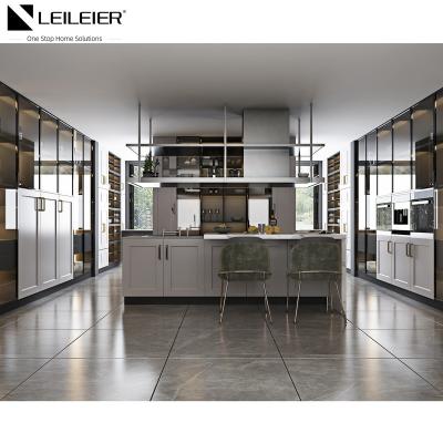 China LEILEIER 2022 Professional Modern Small Kitchen Cabinet Luxury Kitchen Cabinet Kitchen Cupboard Customer Designs Acceptable MDF for sale