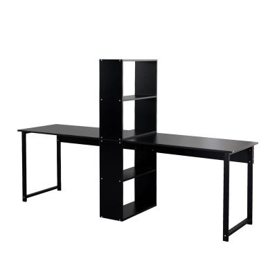 Chine 2 Person Desk with Bookshelf , Computer Desk with 4-Tier Storage Shelves,  Gaming Table Workstation Home Office Desk Furniture à vendre