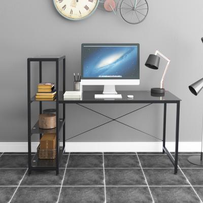 Chine Glass Top Computer Desk with 3 Tier Shelves,  Corner Table Study Desk with Bookshelf Workstation Desk Office Furniture à vendre