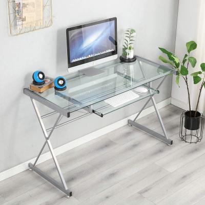 China Glass Top Computer Desk with Keyboard Tray,  Modern Home Office Desk Study Table,  PC Gaming Table Computer Desk en venta