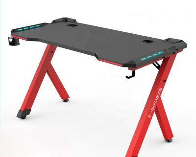 China Modern Ergonomic Modern E-sports Carbon Adjustable Desk Gaming Table PC Desk (Height) With RGB LED Light Led Gaming Desk For PC for sale