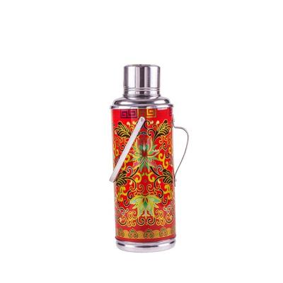 China Old Design Print Viable Flower Aluminum Vacuum Bottle 2L , 3.2L Double Stainless Steel Thermos for sale