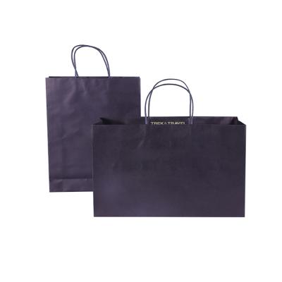 China Recyclable Recycled Eco Friendly Custom Big Logo Black Paper Candy Gift Packaging Bags With Rope Handle for sale