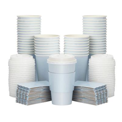 China Disposable Manufacturers 6oz 8oz Kraft Paper Custom Printing Cups With Lid Sleeve for sale