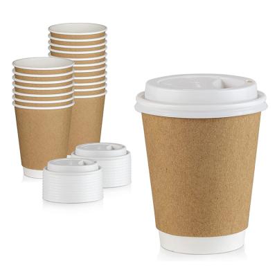 China Disposable 8oz 12oz 16oz Customized Double Design Paper Cups Wall Ripple Disposable Printed Paper Coffee Cups for sale