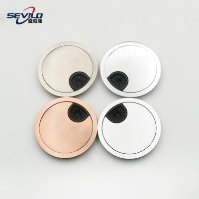 China New Minimalist Wholesale Zinc Alloy Wire Round Desk Cable Grommet Office Furniture Cable Hole Cover 70mm for sale