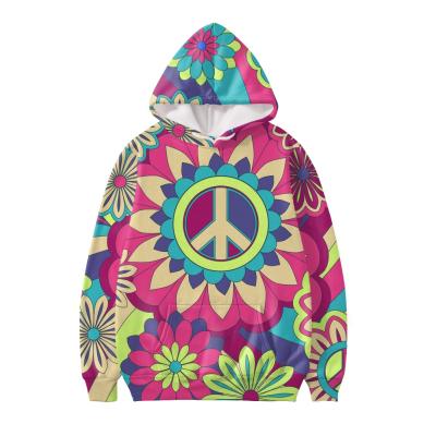 China Flower Power Happy Trippy Print Anti-Shrink Pattern Comfortable Hippie Sweater Men Women Plus Size Loose Streetwear for sale