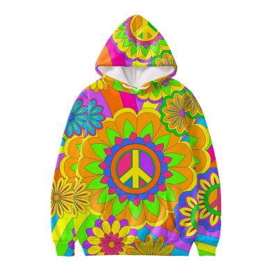 China Anti Shrink Sweatshirt Psychedelic Rainbow Flower Power Pattern Unique Standard Print 3d Hoodies For Women Men for sale