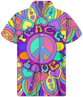 China Viable Moq 1 Fashion Shirt Clothes Fit Peace and Love Customized Mandala Designs Mens Comfortable Shirts Hippie Psychedelic for sale