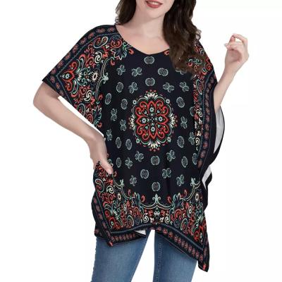 China Girl Pattern Viable High Quality Clothing Around Loose Printing Bandana Top Crop Neck Large Capacity Top T-dress for sale