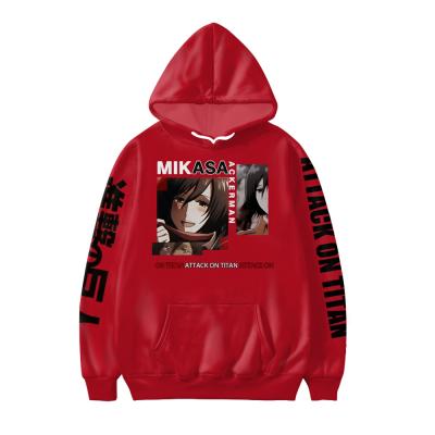 China Factory Price Pocket Viable Standard Plus Size Unique Animee Hoodies Attack On Titan Style Red Hoody Jacket Japanese Anime for sale