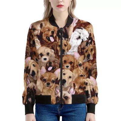 China Promotional Puppies Labrador Beagle Boxer Print Winter QUICK DRY Jacket For Teenager Bomber Jacket Comfortable Cool Women Fall Jackets for sale