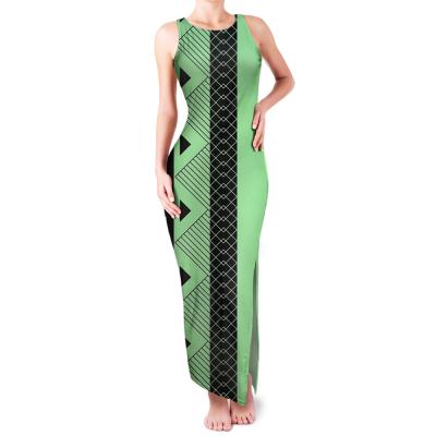 China Newest Polynesian Maori Tattoo Green Style Ladies Polynesian Club Maori Tattoo Green Style Ladies Logo Women High Waist Logo Women High Waist Dress Customized parride 4xl long tight slit dress for sale