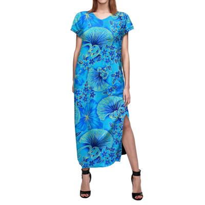 China Moq Breathable 1 Home Long Dress Lady 4xl Flower Print Long Skirt Hawaiian Custom Made Fashion Breathable Clothing Women Long for sale