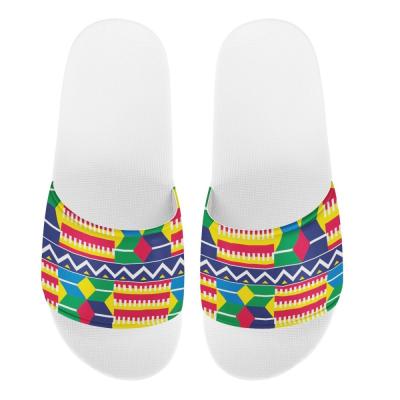 China Fashion Trend Summer Popular Women Slippers Custom Geometric Design Pattern Design Internal Flip Flop Black Art Tribal Ghana Bath Slipper Sandal for sale