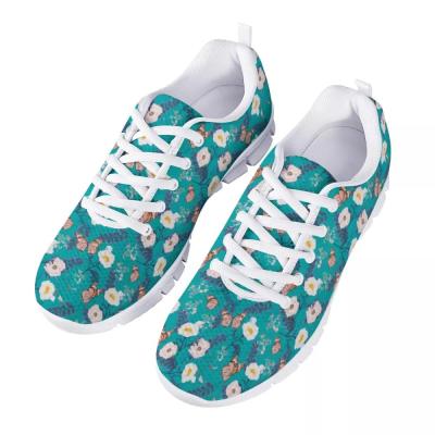 China Fashion Trend 1 Moq Women Size Daily Outdoor Big Black White Casual Walking Shoes BUTTERFLY PATTERN PRINT DESIGN Custom Made Walking Shoes for sale