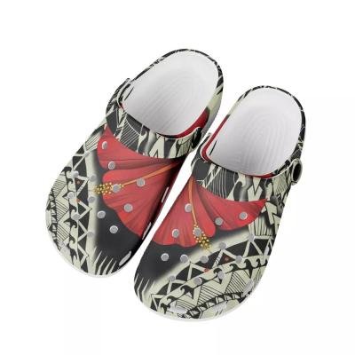 China Hawaii Slippers Lightweight Polynesian Hibiscus Design New Stylish Unisex Fashionable Patterm Garden Clogs Shoes for sale