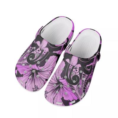 China Comfortable Lightweight Slippers Clogs Shoes Hawaii Hibiscus Polynesian Tribal Design Female Male Sandals For Beach Sports for sale