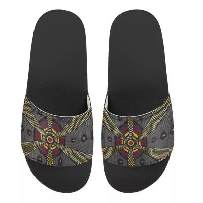 China Fashion Trend Customized African Tribal Art Stripes Patchwork Pattern Design Beach Shoes Slippers Newest Traditional African for sale