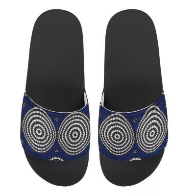 China Fashion Trend Customized African Tribal African Stripes Patchwork Pattern Design Beach Shoes Slippers Big Size Traditional for sale