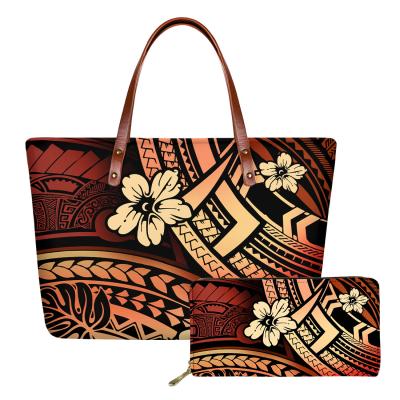 China Waterproof Female Handbags Tote Handbags For Women Custom Made Casual Polynesian Traditional Tribal Print Style Purses And Fashion Handbags for sale