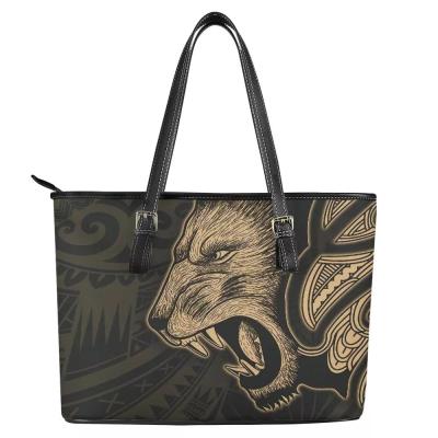 China High Quality Daily Wholesale Stylish New Zealand Maori Lion Tattoo Gold Pattern Print Shoulder Bags For Ladies for sale